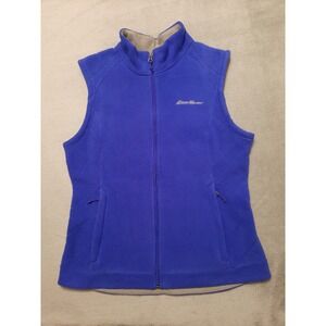 Eddie Bauer Fleece Vest Womens Medium Purple Full Zip Pockets Gorpcore Utility